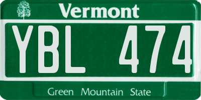 VT license plate YBL474