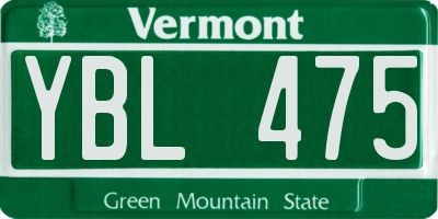 VT license plate YBL475