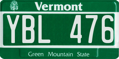 VT license plate YBL476