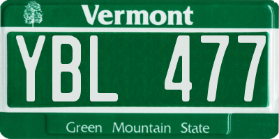 VT license plate YBL477