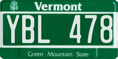 VT license plate YBL478