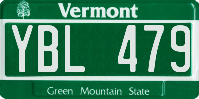 VT license plate YBL479