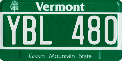 VT license plate YBL480
