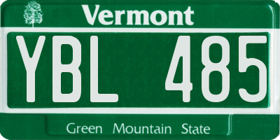 VT license plate YBL485