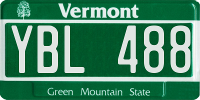 VT license plate YBL488