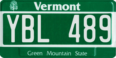 VT license plate YBL489