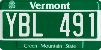 VT license plate YBL491