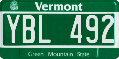 VT license plate YBL492