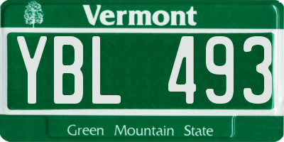 VT license plate YBL493