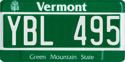 VT license plate YBL495