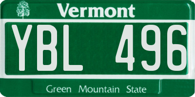 VT license plate YBL496