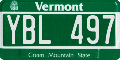 VT license plate YBL497