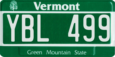 VT license plate YBL499