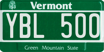 VT license plate YBL500