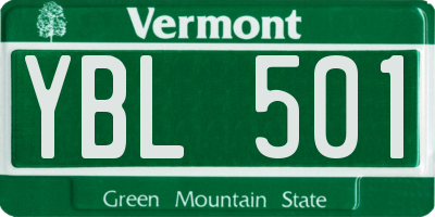 VT license plate YBL501
