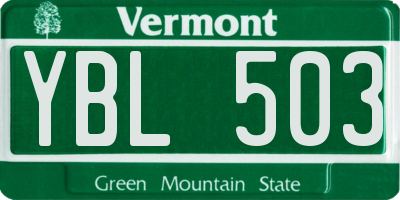 VT license plate YBL503