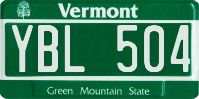 VT license plate YBL504