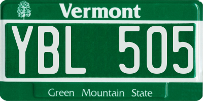 VT license plate YBL505