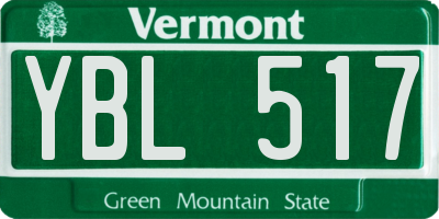 VT license plate YBL517