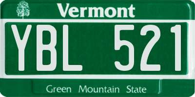 VT license plate YBL521