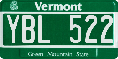 VT license plate YBL522