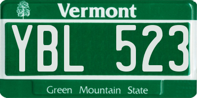 VT license plate YBL523