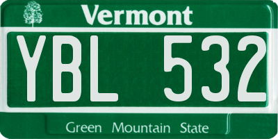 VT license plate YBL532