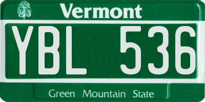 VT license plate YBL536