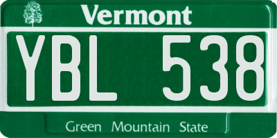 VT license plate YBL538