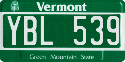 VT license plate YBL539