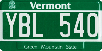 VT license plate YBL540