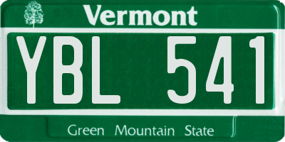 VT license plate YBL541