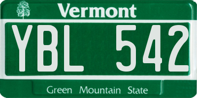 VT license plate YBL542