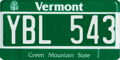 VT license plate YBL543