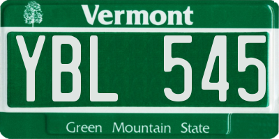 VT license plate YBL545