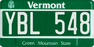 VT license plate YBL548