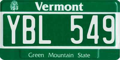 VT license plate YBL549