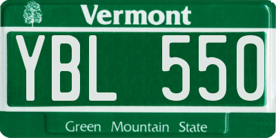 VT license plate YBL550