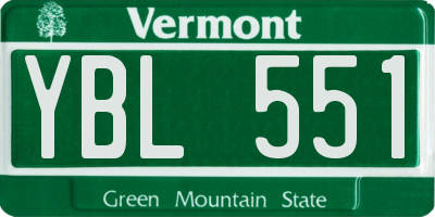 VT license plate YBL551