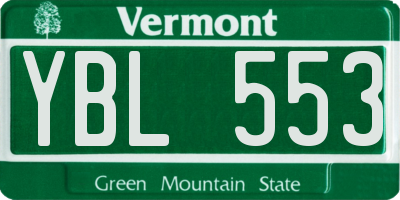 VT license plate YBL553