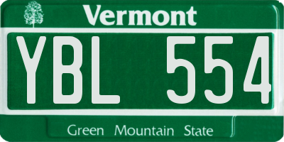 VT license plate YBL554