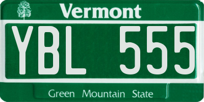 VT license plate YBL555