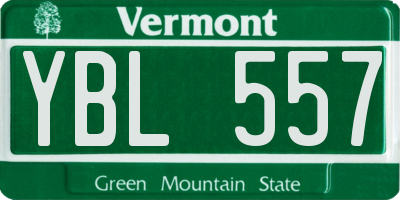 VT license plate YBL557