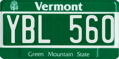 VT license plate YBL560