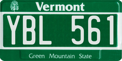 VT license plate YBL561