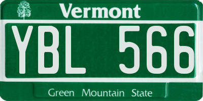 VT license plate YBL566