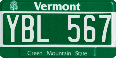 VT license plate YBL567