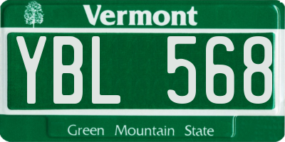 VT license plate YBL568