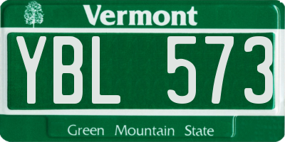 VT license plate YBL573