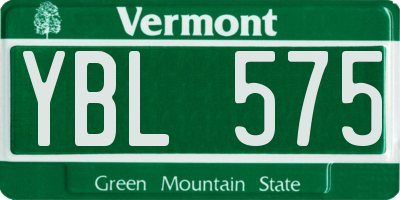 VT license plate YBL575